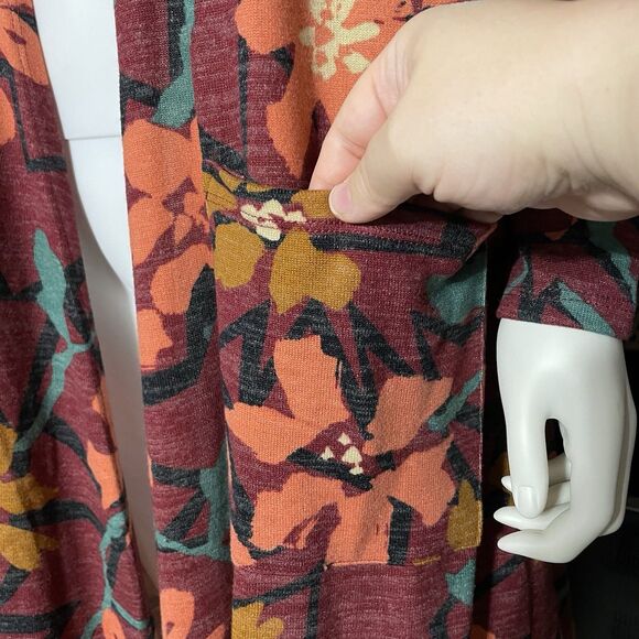 Lularoe Sarah Cardigan Duster Maroon Floral Print Women’s Size M New - Picture 4 of 12